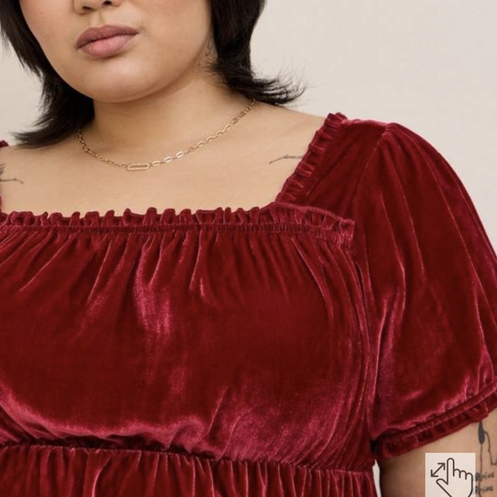 Babydoll Velvet Tiered Top - Picture 3 of 10